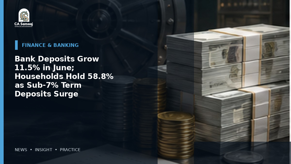 Bank Deposits Grow 11.5% in June; Households Hold 58.8% as Sub-7% Term Deposits Surge