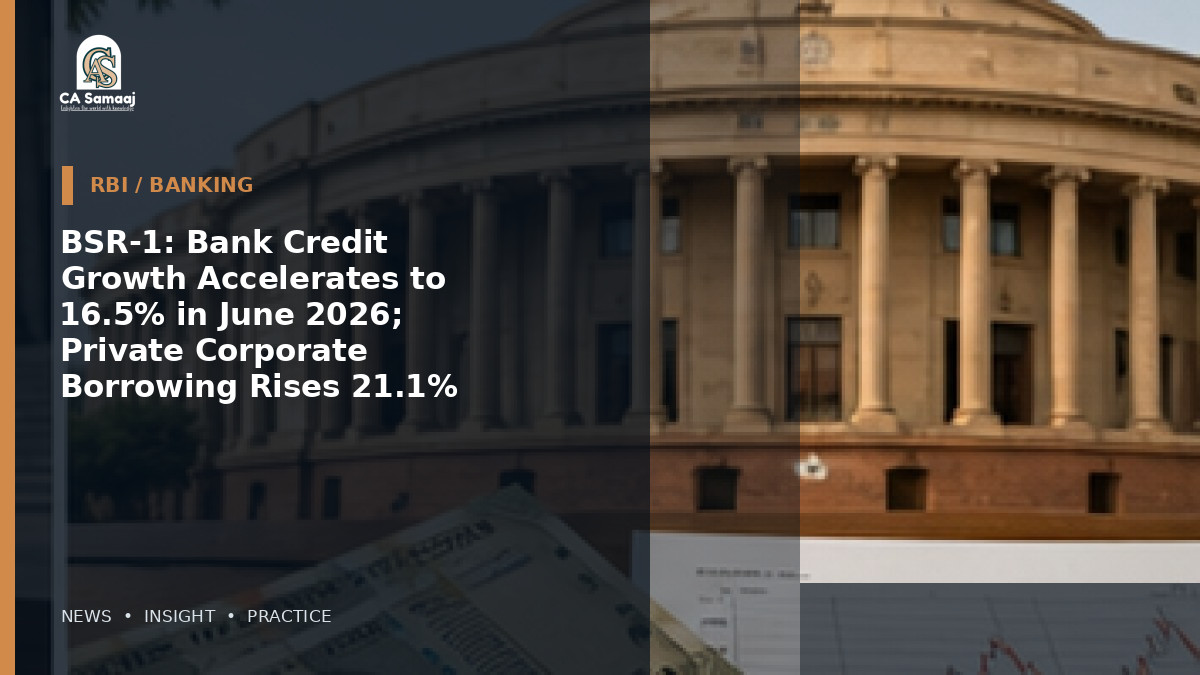 BSR-1: Bank Credit Growth Accelerates to 16.5% in June 2026; Private Corporate Borrowing Rises 21.1%