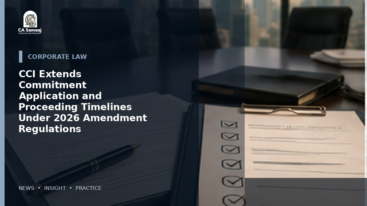 CCI Extends Commitment Application and Proceeding Timelines Under 2026 Amendment Regulations