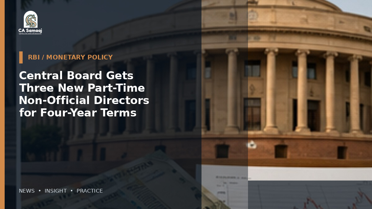Central Board Gets Three New Part-Time Non-Official Directors for Four-Year Terms