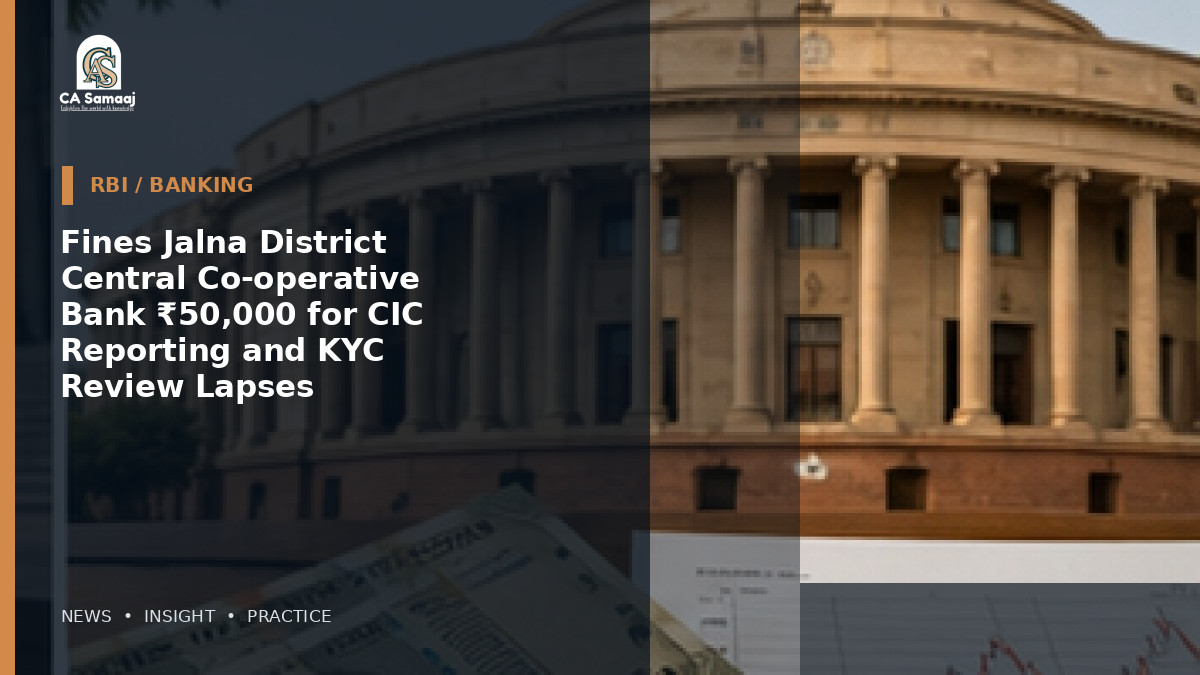 Fines Jalna District Central Co-operative Bank ₹50,000 for CIC Reporting and KYC Review Lapses