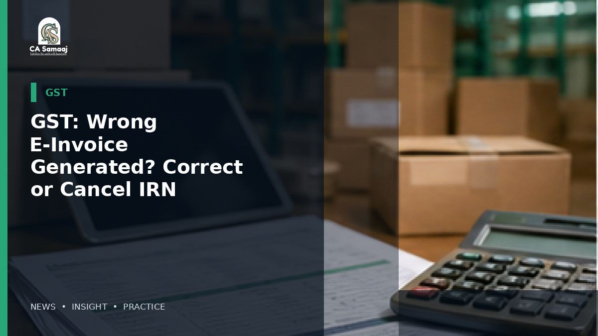 GST: Wrong E-Invoice Generated? How to Correct or Cancel an IRN Under GST