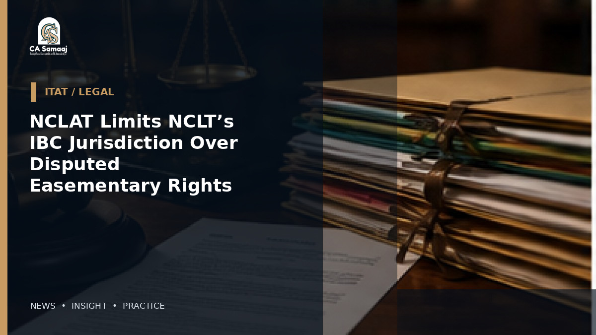 NCLAT Limits NCLT’s IBC Jurisdiction Over Disputed Easementary Rights