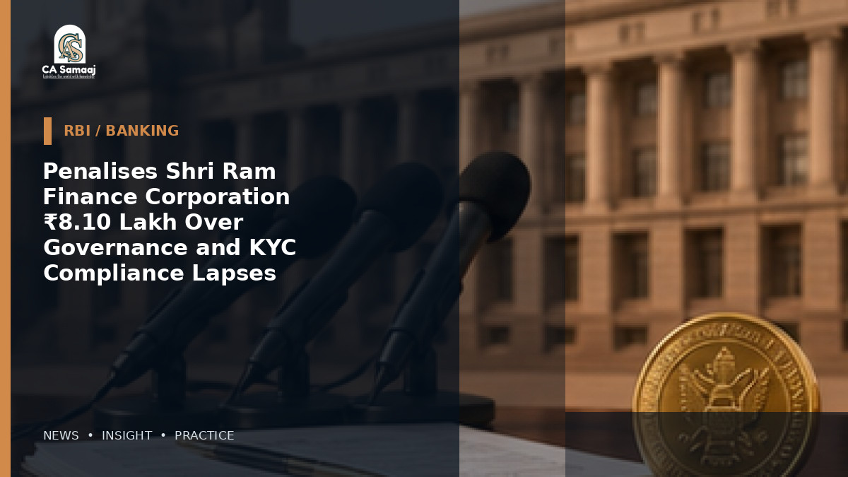 Penalises Shri Ram Finance Corporation ₹8.10 Lakh Over Governance and KYC Compliance Lapses