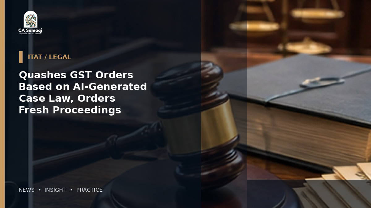 Quashes GST Orders Based on AI-Generated Case Law, Orders Fresh Proceedings