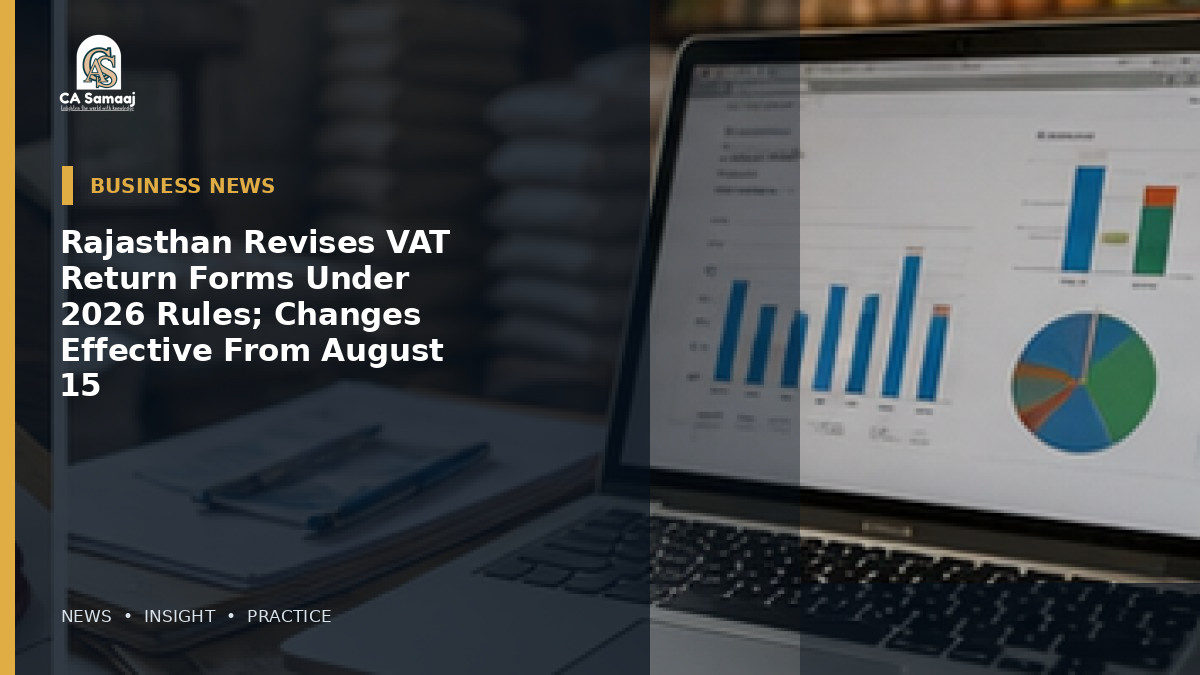 Rajasthan Revises VAT Return Forms Under 2026 Rules; Changes Effective From August 15
