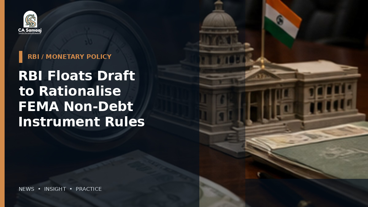 RBI Floats Draft to Rationalise FEMA Non-Debt Instrument Rules