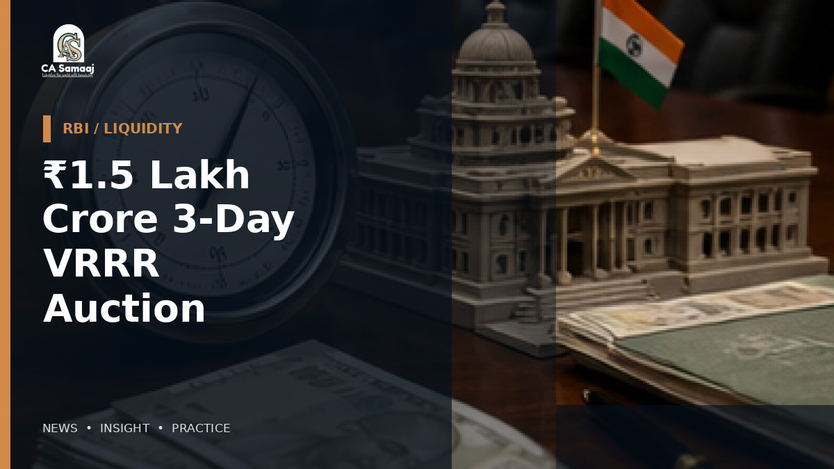 RBI: to Conduct ₹1.5 Lakh Crore 3-Day VRRR Auction on August 21