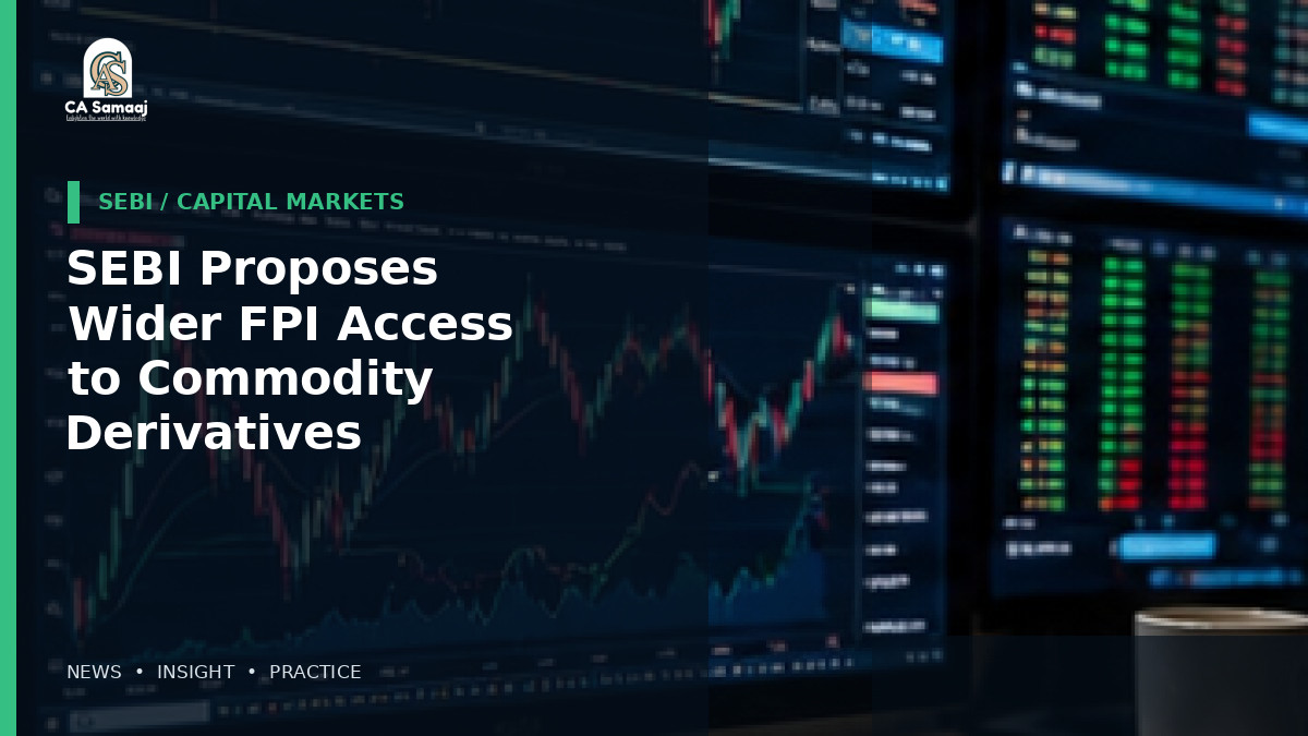 SEBI Proposes Wider FPI Access to Commodity Derivatives: Two Major ETCD Changes Open for Comments