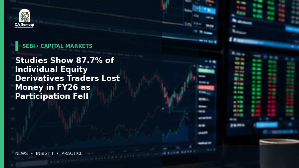 SEBI: Studies Show 87.7% of Individual Equity Derivatives Traders Lost Money in FY26 as Participation Fell